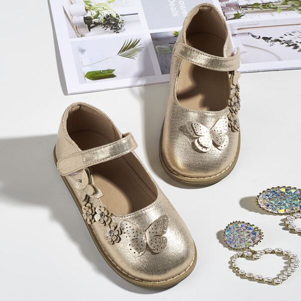 

Toddler Girls Metallic Butterfly Decor Flats, Gold