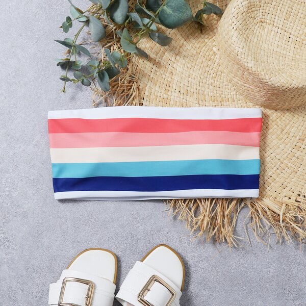 

Striped Bandeau Bikini Top, Multicolor