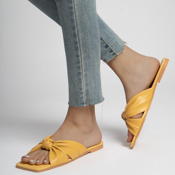 

Knot Decor Slide Sandals, Yellow