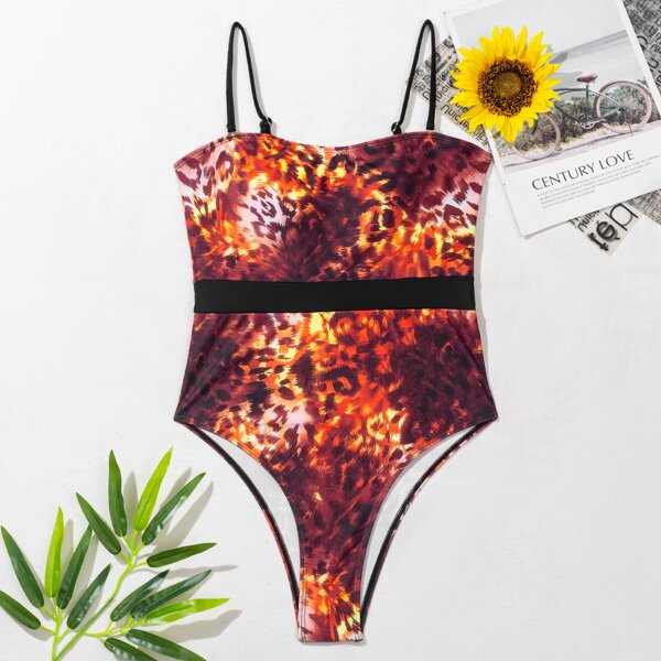 

Leopard One Piece Swimsuit, Multicolor