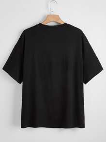 Flirla Plus Slogan Graphic Drop Shoulder Tee  Was Boring - Black - View 2