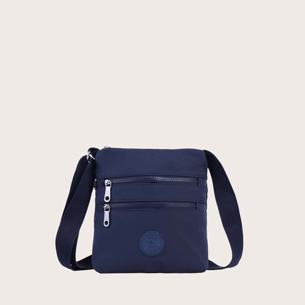 

Men Zip Front Crossbody Bag, Blue