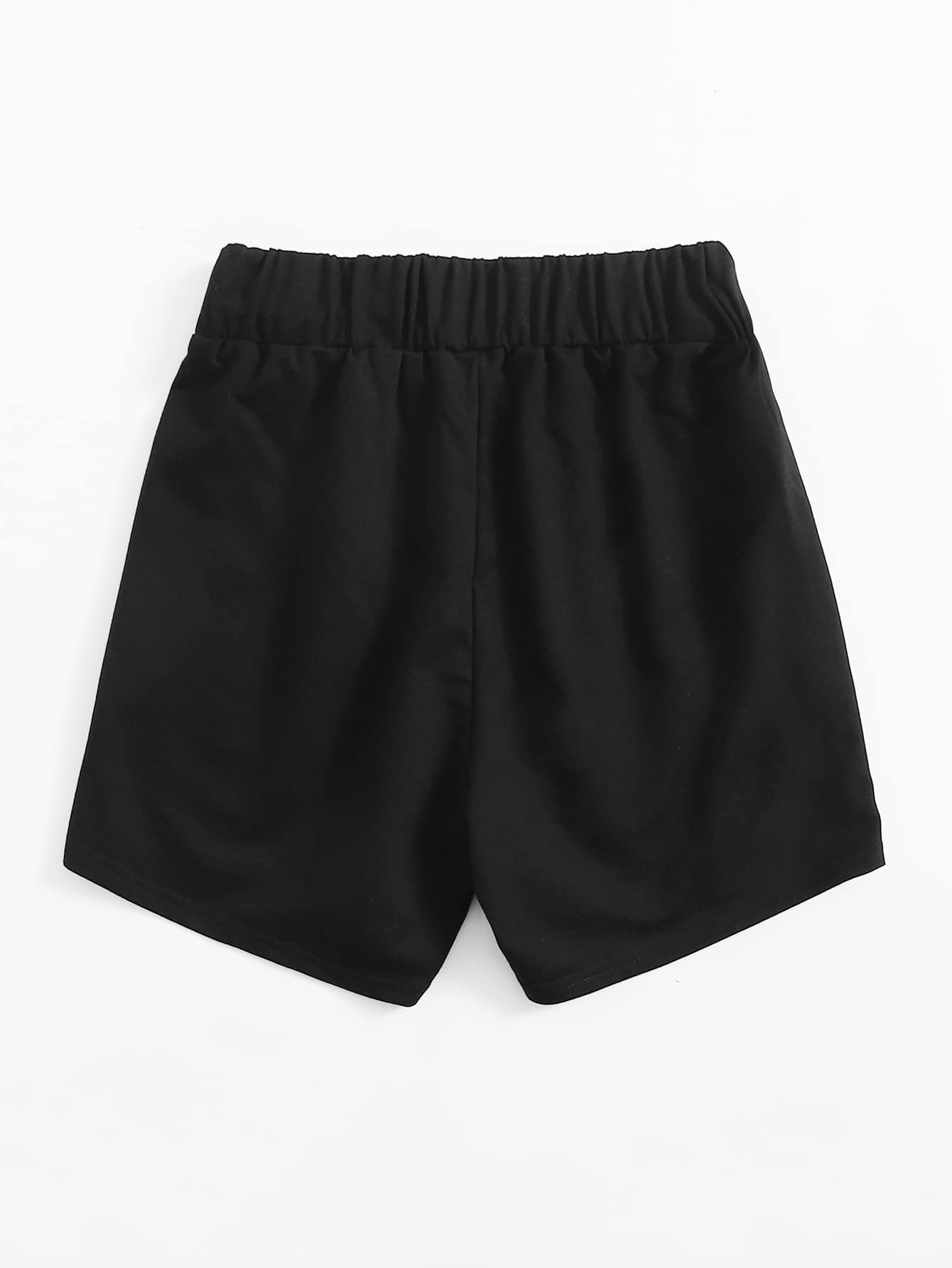 Shorts Tallas Grandes Bordado Letras Casual - Negro - Ver 2
