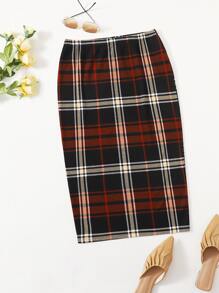 SHEIN Clasi Plus Plaid Pattern Skirt - Multicolor - View 1