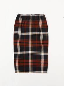 SHEIN Clasi Plus Plaid Pattern Skirt - Multicolor - View 5