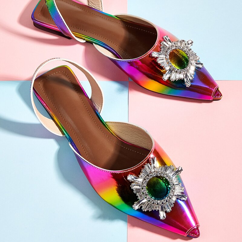 

Gemstone Decor Colorblock Slingback Flats, Multicolor