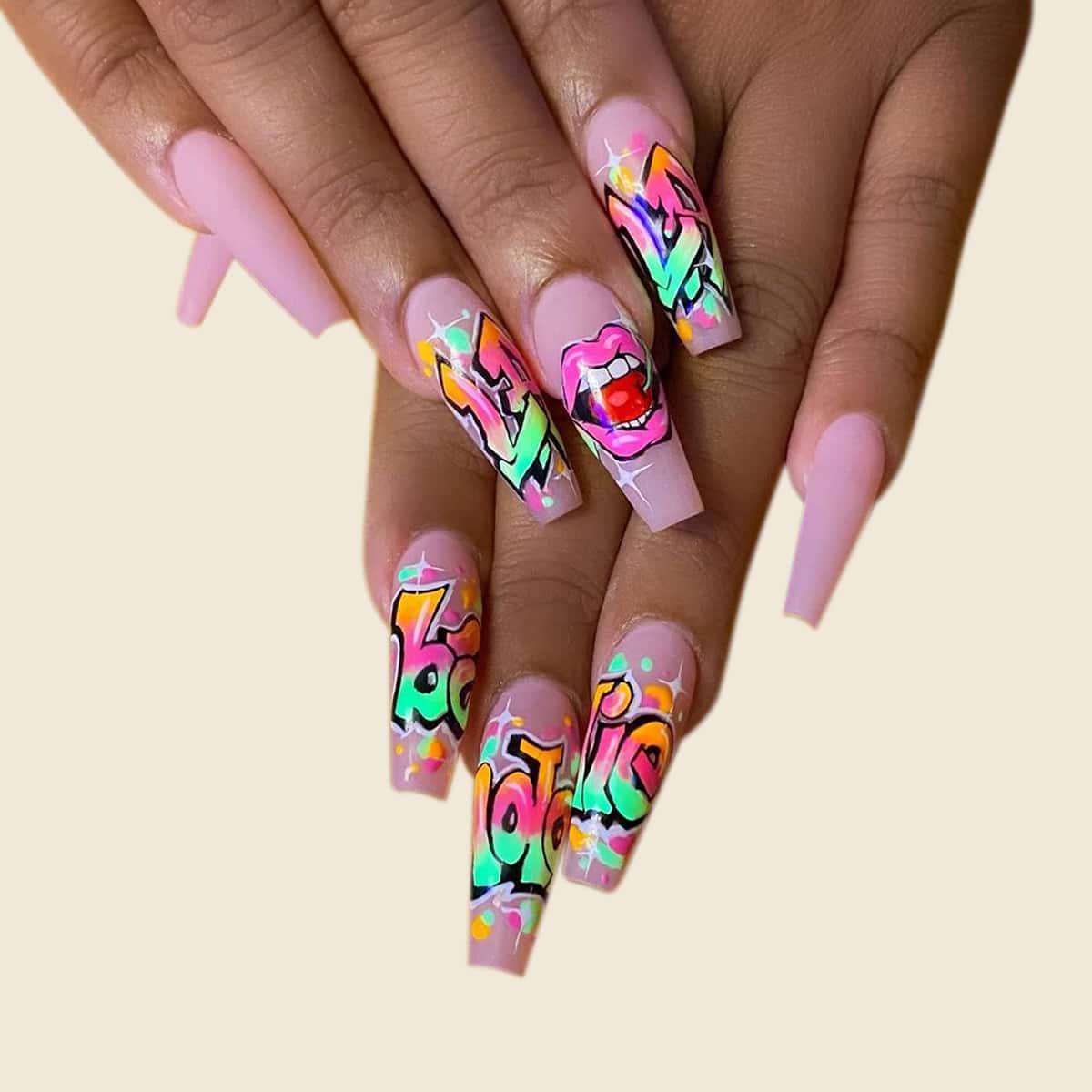 

1sheet Graphic Nail Art Sticker, Multicolor