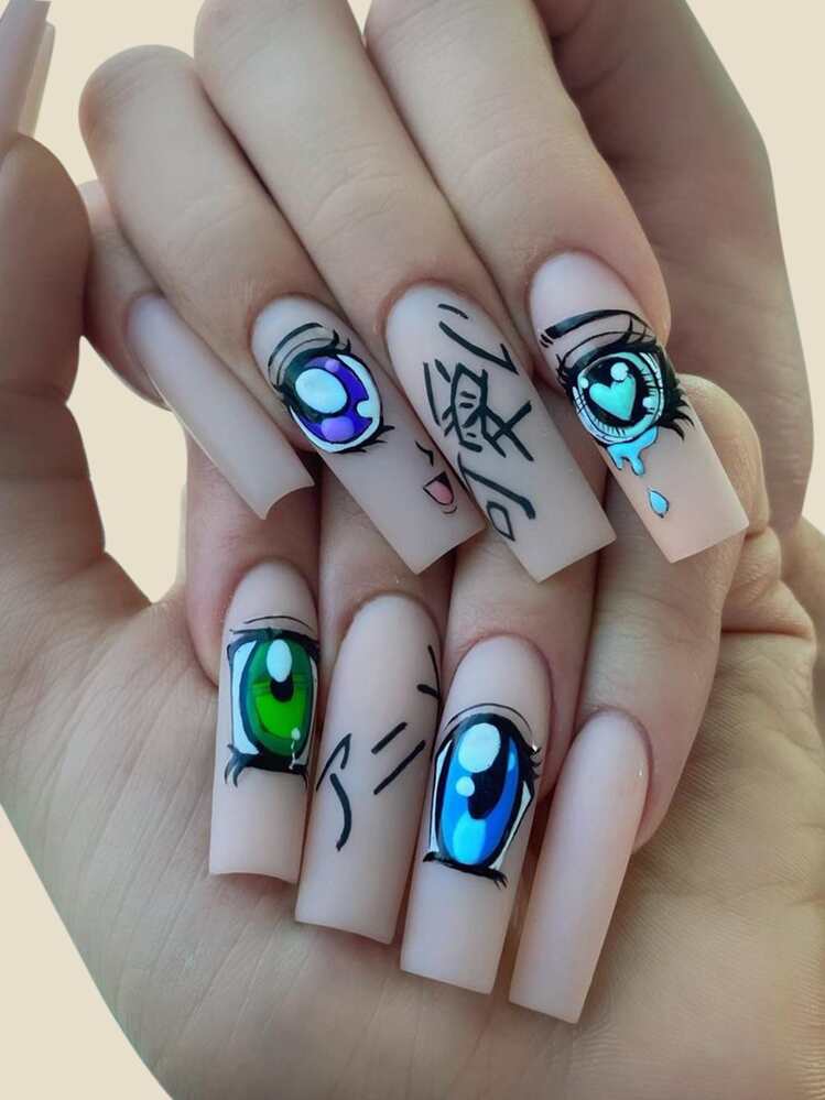 1 Blatt Nagelkunst Aufkleber mit Augen Muster - Verschiedenfarbig - Übersicht 1