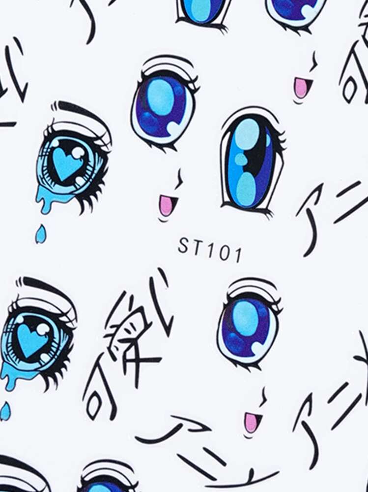 1 Blatt Nagelkunst Aufkleber mit Augen Muster - Verschiedenfarbig - Übersicht 3