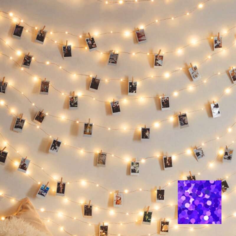 

1pc String Light With 40pcs Clip Bulb, Yellow