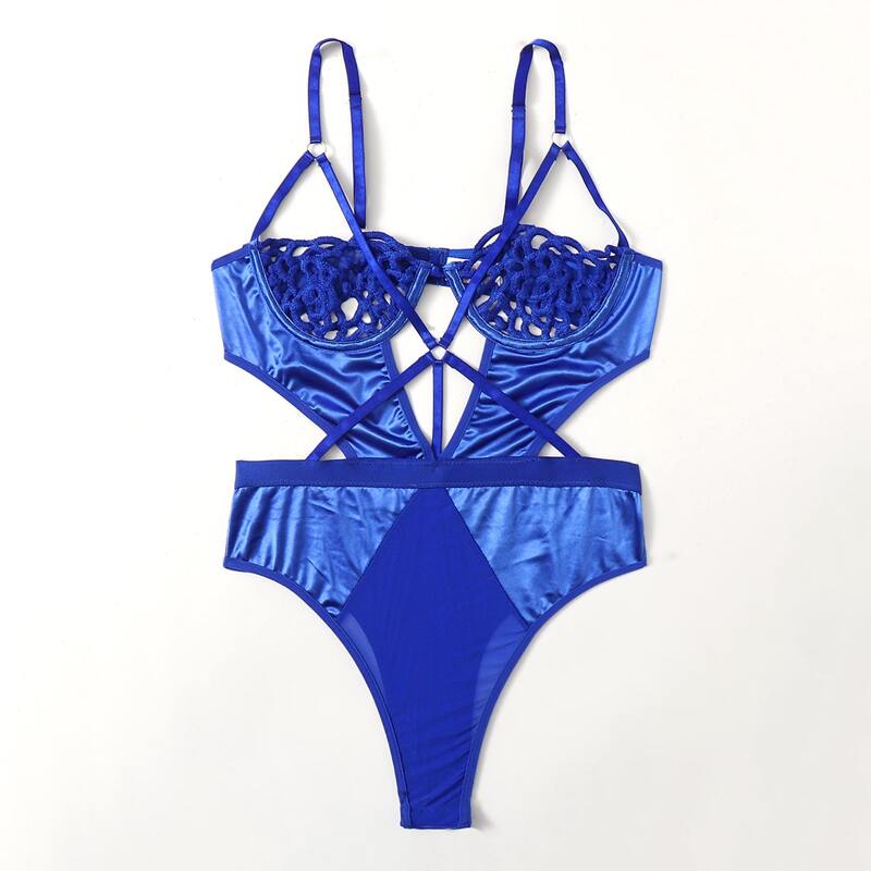 

Solid Cut Out Teddy Bodysuit, Royal blue