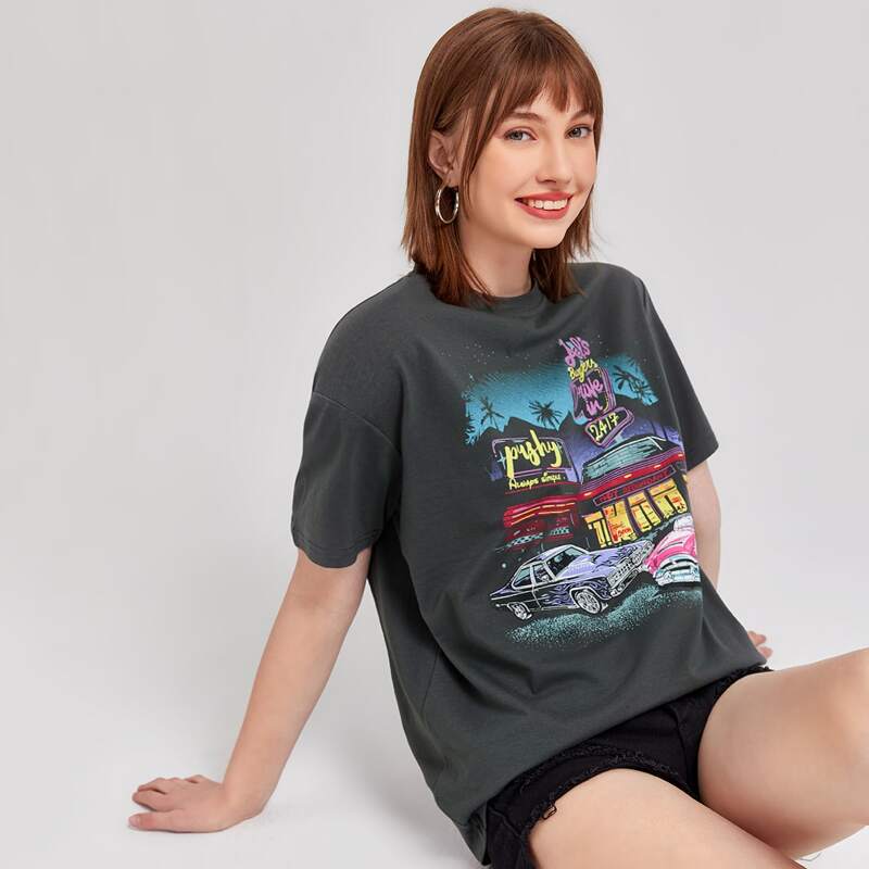 

Car Graphic Tee, Dark grey