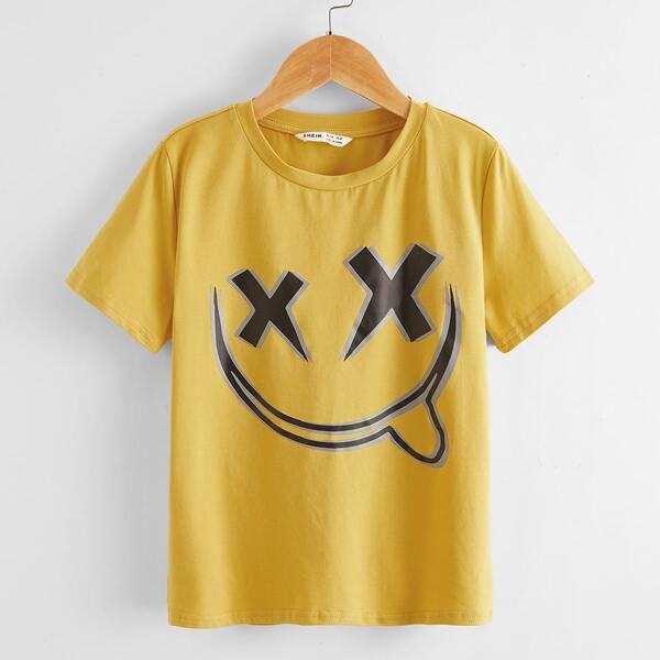 

Boys Cartoon Graphic Tee, Mustard yellow