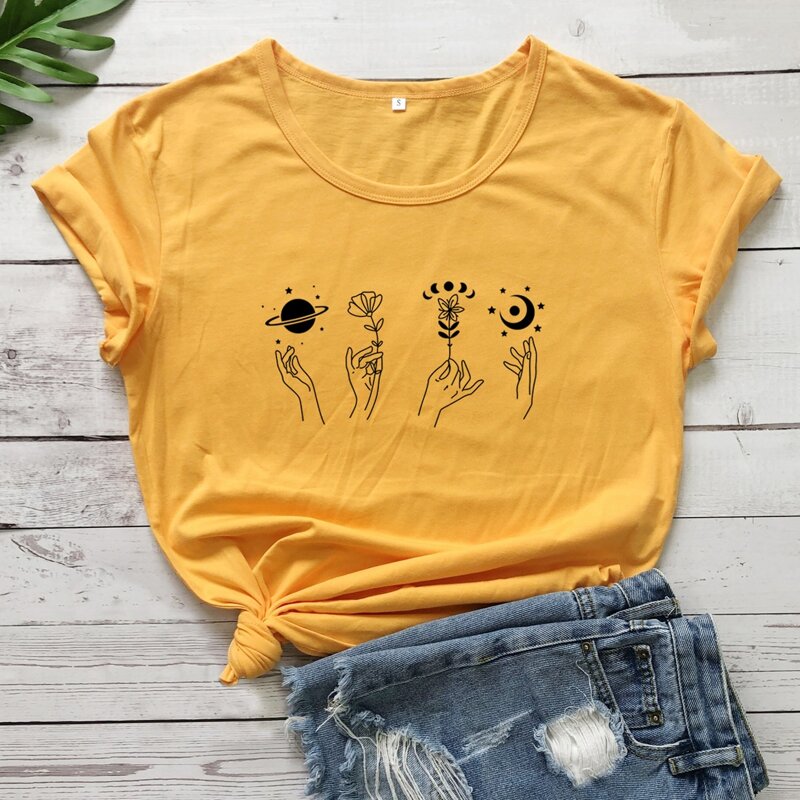 

Sun & Moon Graphic Tee, Mustard yellow