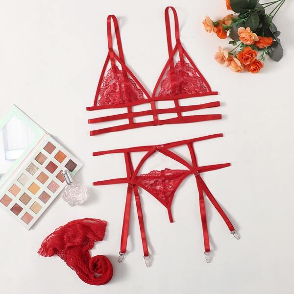 

Прозрачный Ровный цвет Сексуальный Сексуально-женское белье, Красный