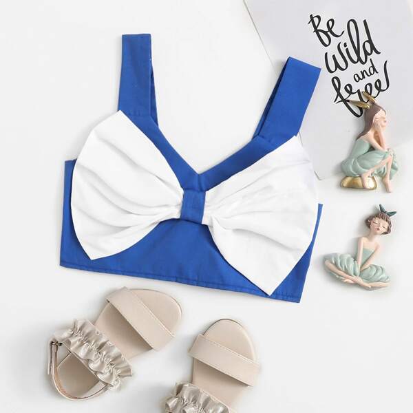 

Toddler Girls Big Bow Shirred Cami Top, Royal blue