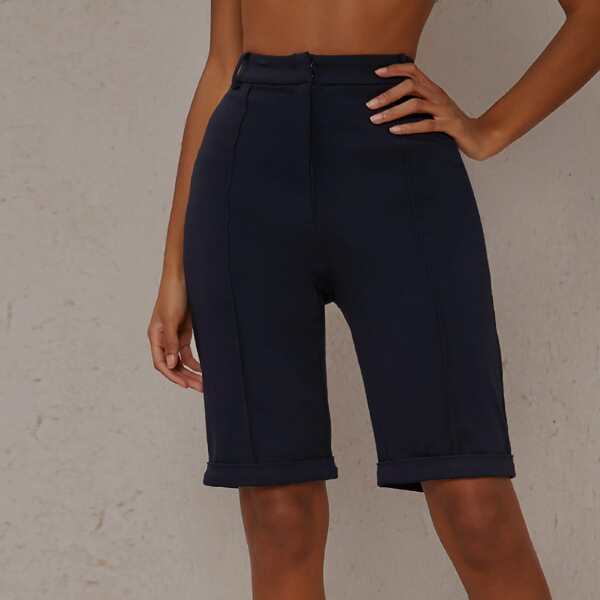 

Seam Front Cuffed Bermuda Shorts, Navy blue