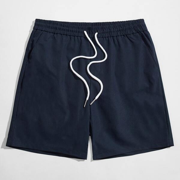 

Men Drawstring Waist Shorts, Navy blue