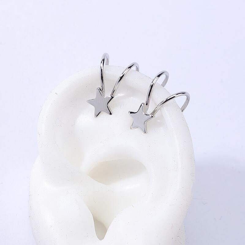 

2pcs Star Decor Ear Cuff, Silver