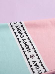 SHEIN Cô gái Tween In Khẩu hiệu Khối màu Bộ áo thun & Leggings - Nhiều màu - Xem 4