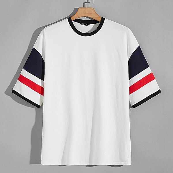 

Men Striped Trim Tee, White