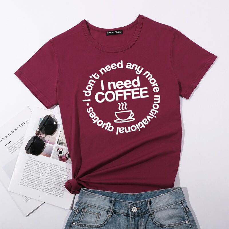 

Letter & Graphic Print Tee, Maroon