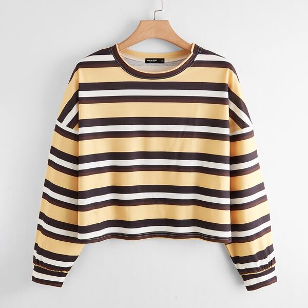 

Plus Striped Drop Shoulder Tee, Multicolor