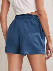 SHEIN Essnce Paperbag Waist Knot Front Shorts