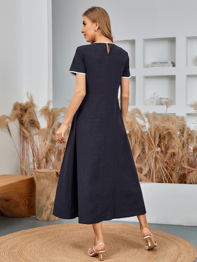 Colorblock And Geo Print A-line Dress