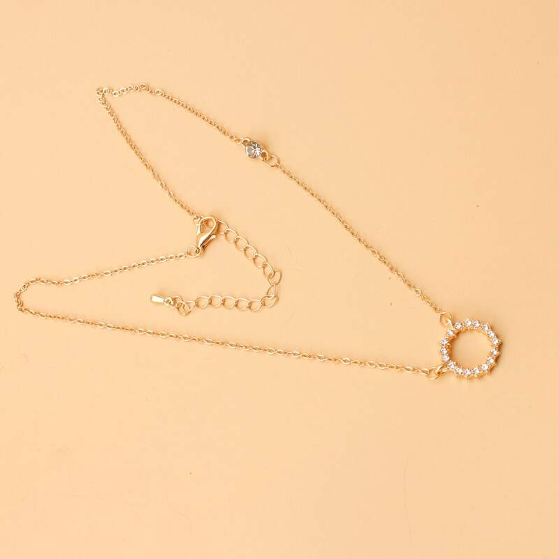 

Rhinestone Ring Pendant Necklace, Gold