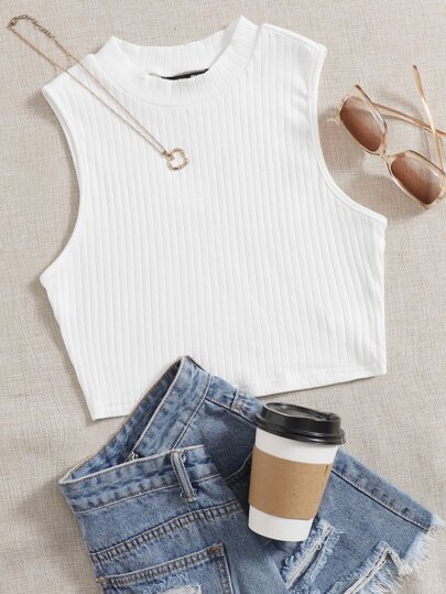 Простая вязаная майка в рубчик - Топ-100 SHEIN в Испании
