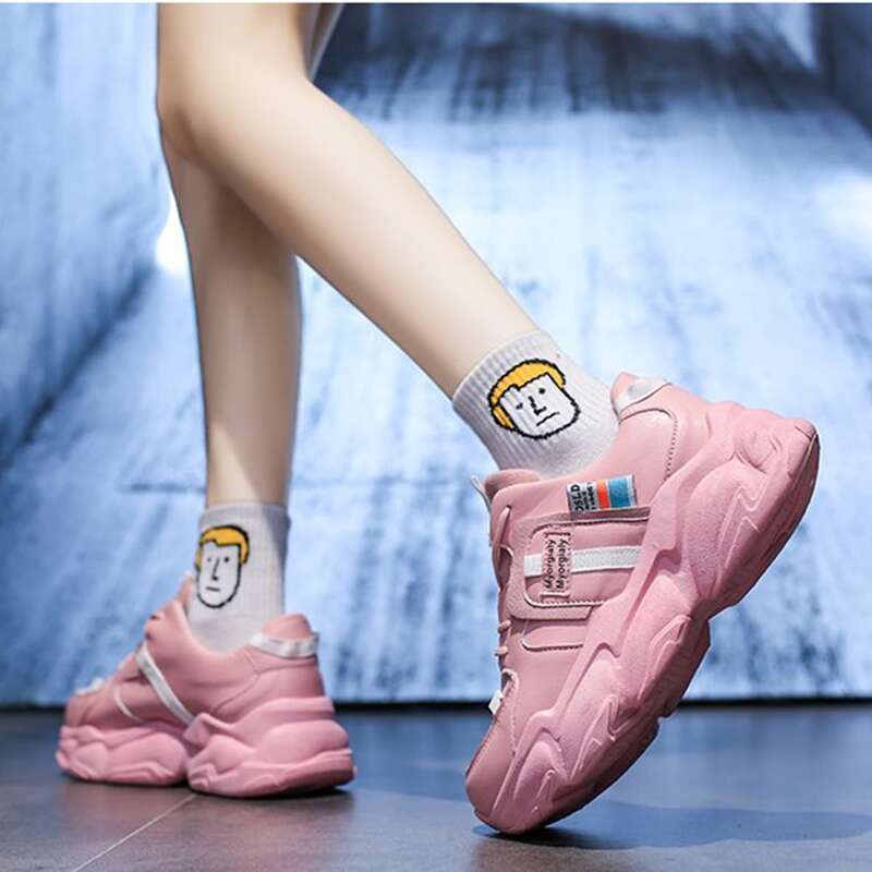 

Lace-up Front Chunky Sneakers, Pink