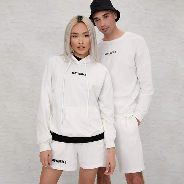 

1 PC Letter Embroidery Hoodie, White