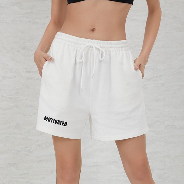 

Letter Embroidery Track Shorts, White