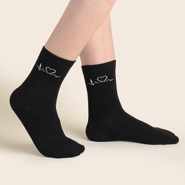 

Heart Pattern Socks, Black