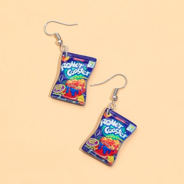 

Cartoon Drop Earrings, Blue