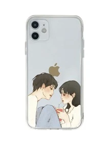 Funda compatible con iphone transparente con estampado de pareja - transparente - Ver 1