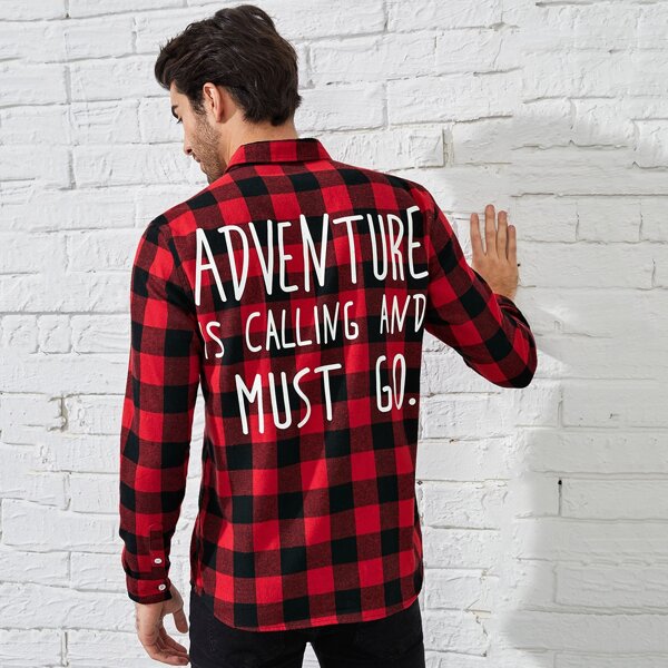 

Men Gingham And Slogan Graphic Shirt, Multicolor