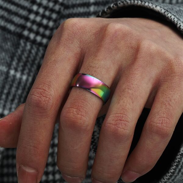 

Men Colorful Round Ring, Multicolor