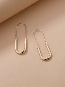 極簡風格圓耳環 - 金黃色 - 查看 2