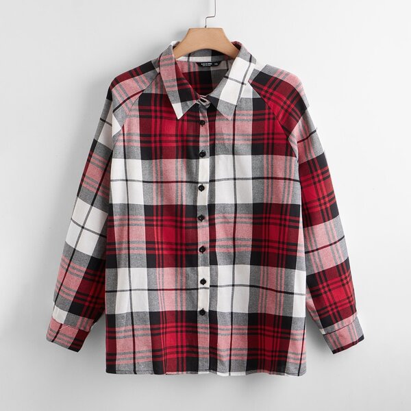 

Plus Tartan Plaid Blouse, Multicolor