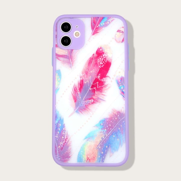 

Чехол для iPhone с контрастной рамкой и узором листвы, Многоцветный