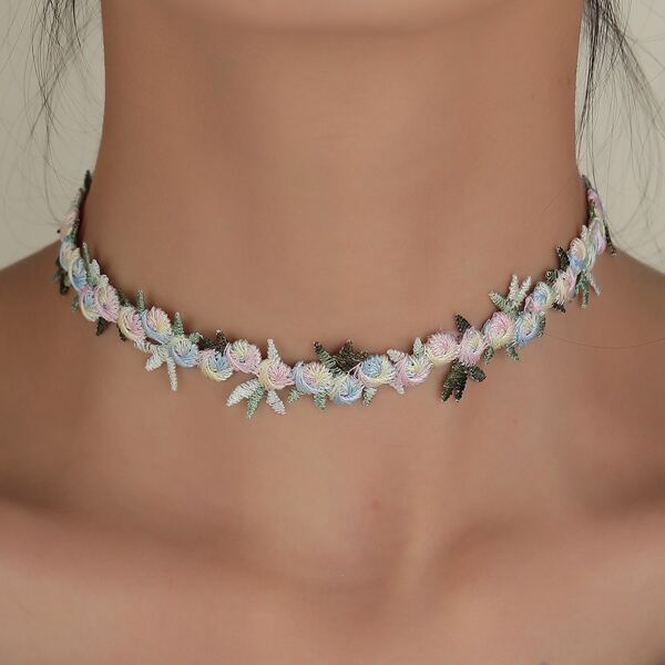 

Colorful Embroidery Choker, Multicolor