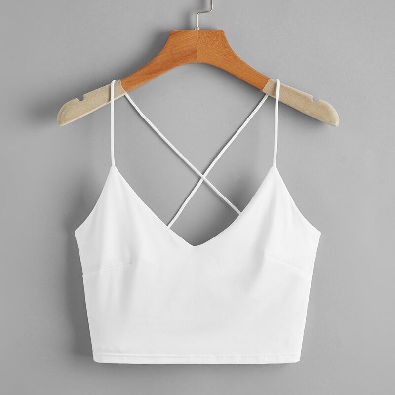 

Solid Criss Cross Cami, White