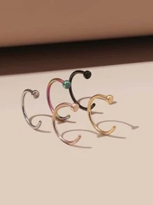 5 piezas Anillo de nariz colorido de acero inoxidable - Multicolor - Ver 2