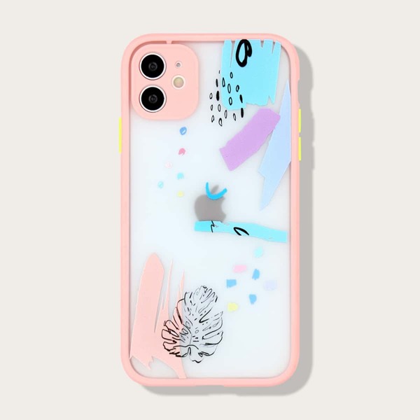 

Leaf Pattern Contrast Frame iPhone Case, Multicolor