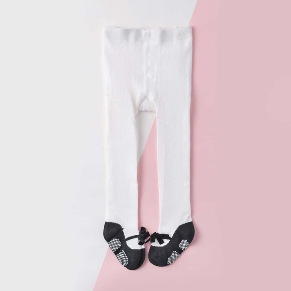 

Baby Bow Decor Tights, Black and white
