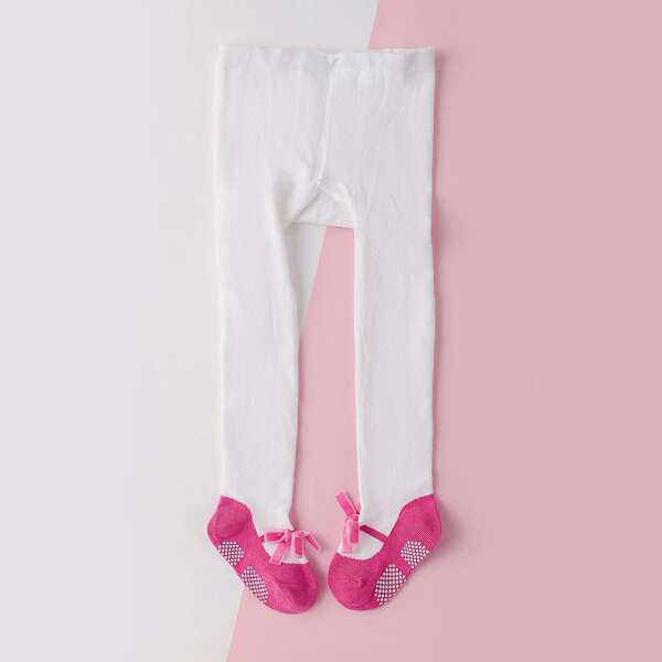

Baby Bow Decor Tights, White