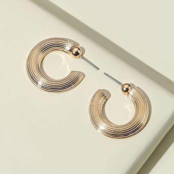 

Textured Open Hoop Earrings, Gold