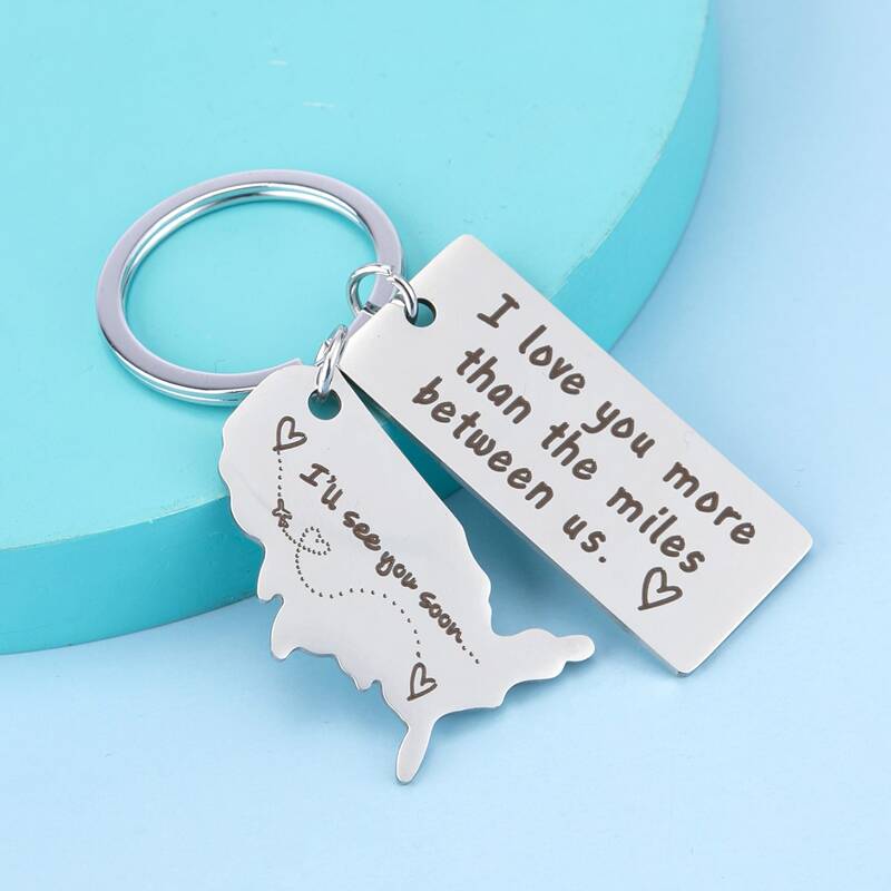 

1pc Slogan Graphic Keychain, Silver